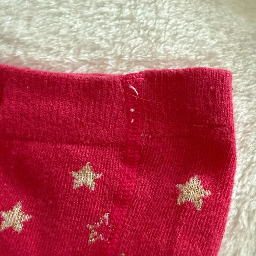 MUD PIE Dark Pink Gold Stars Baby Girl Tights 9-12 months